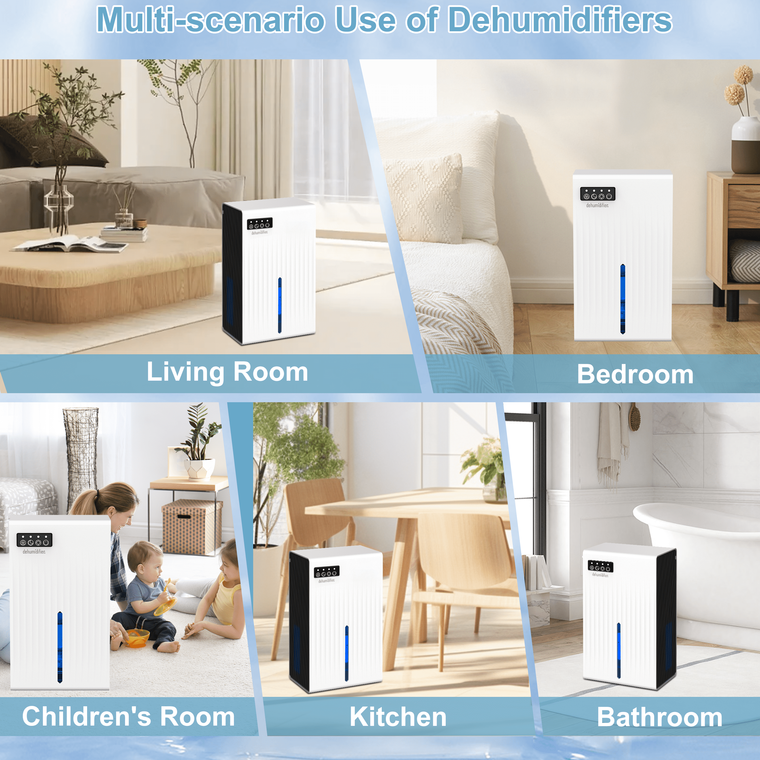 Cobectal Electric Dehumidifier for Home and Bedroom, Quiet Operation with Auto Shut-Off and 7-Color LED Light (White, 95 oz) fgb3j
