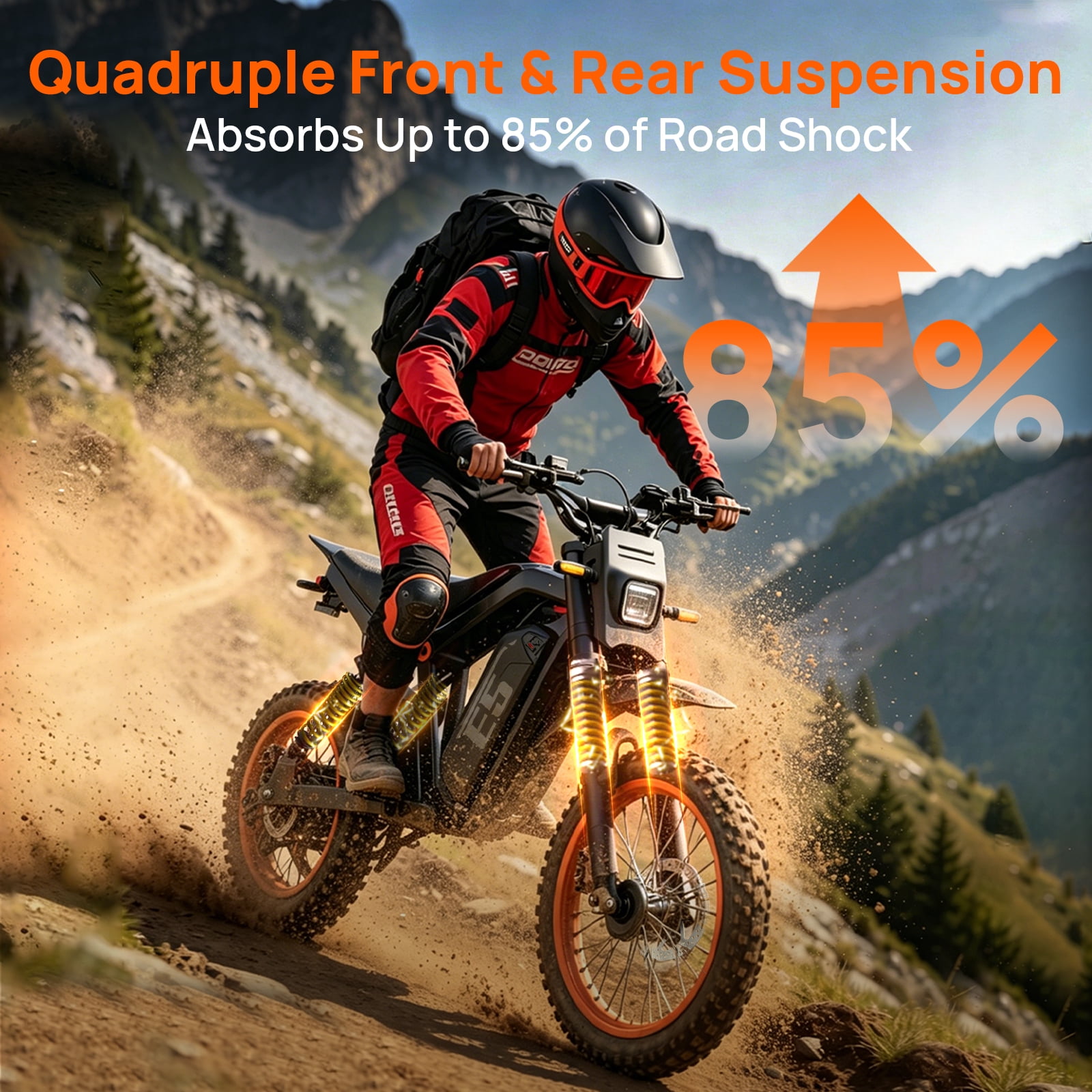 TieTie Electric Dirt Bike for Adults and Teens, Off-Road Motorcycle with 1500W Motor and 48V Battery (Black) qtzrv