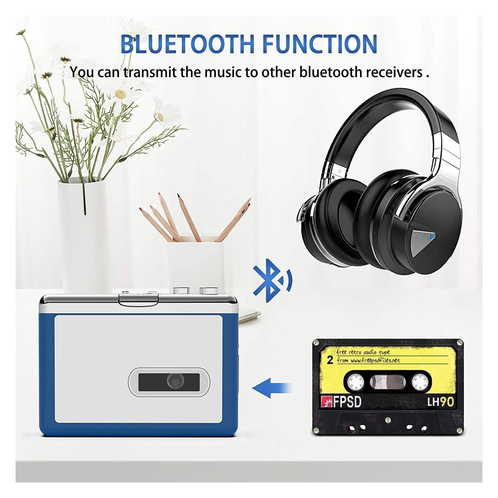 Momo Portable Cassette Player Retro Tape Music Walkman with 3.5mm Headphone Jack (Black, 1 Pack) hxpky