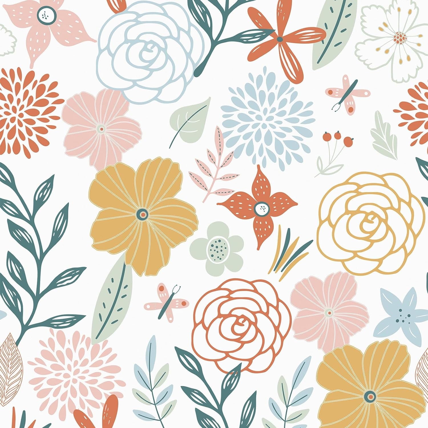 Caltero Floral Peel and Stick Wallpaper, Boho Pink Floral Contact Paper for Bathroom and Cabinet (17.7 in x 394 in) 4uf9r