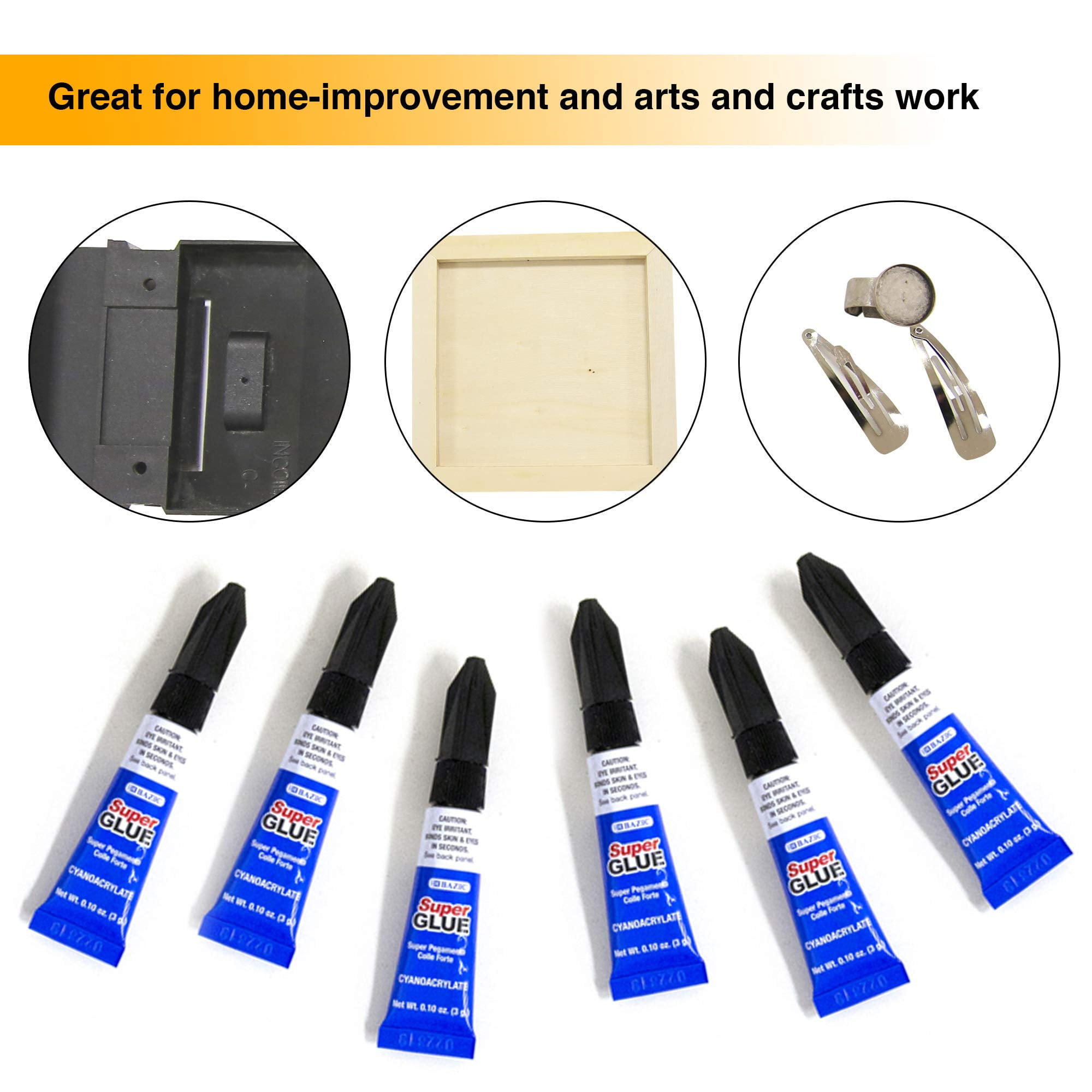 BAZIC Super Glue Instant Adhesive for Metal Plastic Wood and Ceramics (Clear, 0.10 oz, 4 Pack) 5zwcn