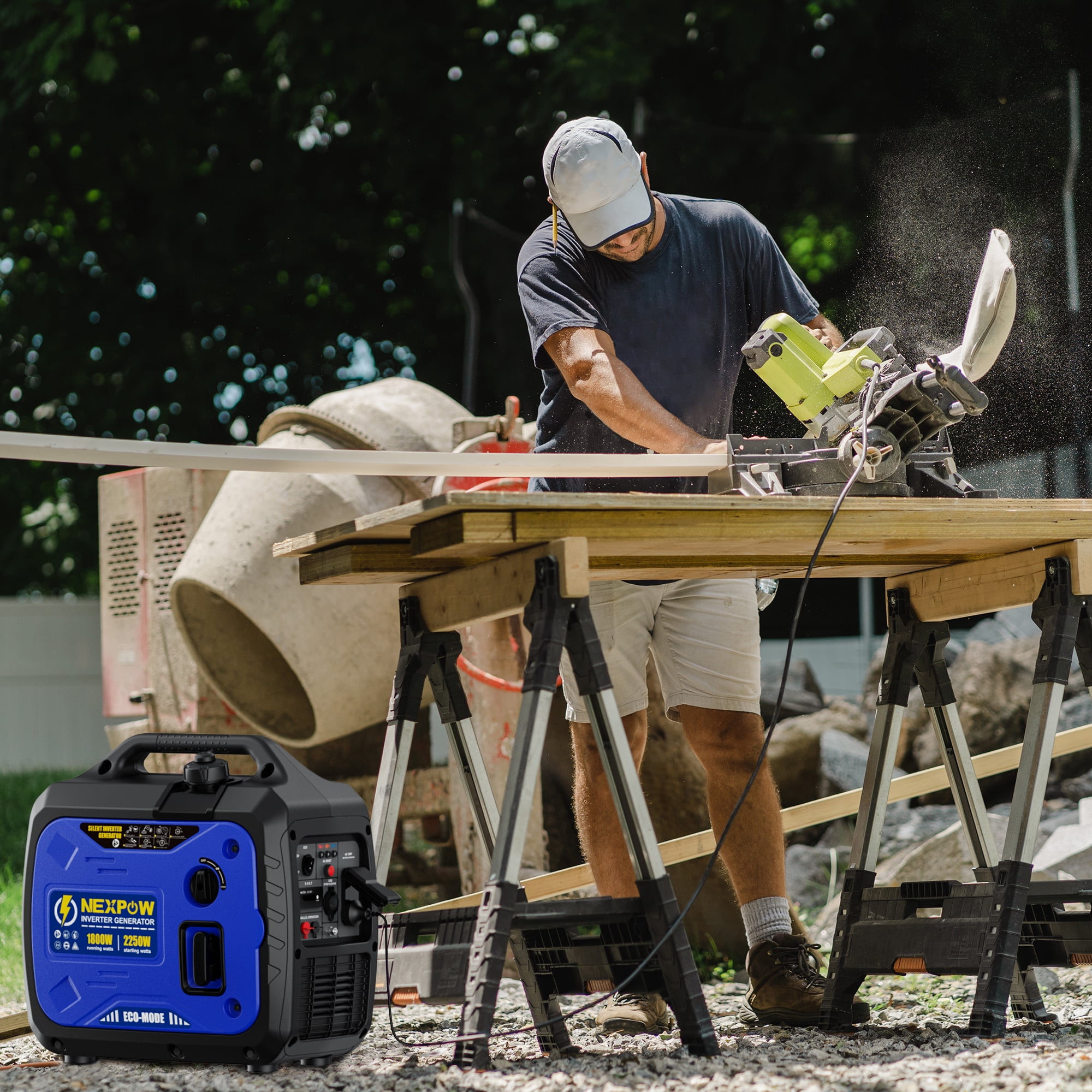 NEXPOW 2250W Portable Inverter Generator, Quiet Gasoline Power for Home Backup and Camping (2250W) 6x6w5