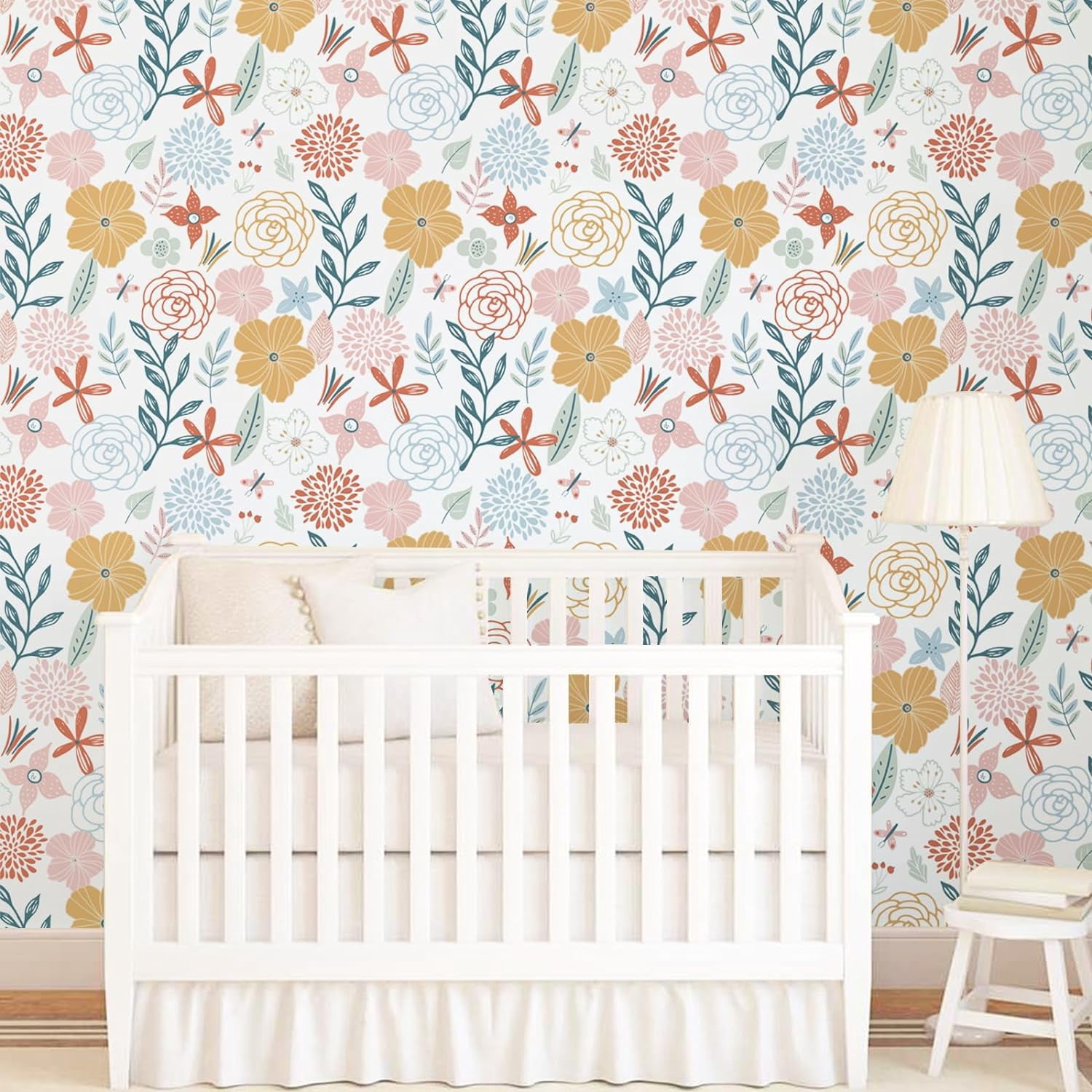 Caltero Floral Peel and Stick Wallpaper, Boho Pink Floral Contact Paper for Bathroom and Cabinet (17.7 in x 394 in) 4uf9r
