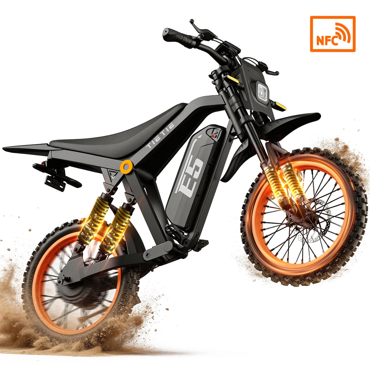 TieTie Electric Dirt Bike for Adults and Teens, Off-Road Motorcycle with 1500W Motor and 48V Battery (Black) qtzrv