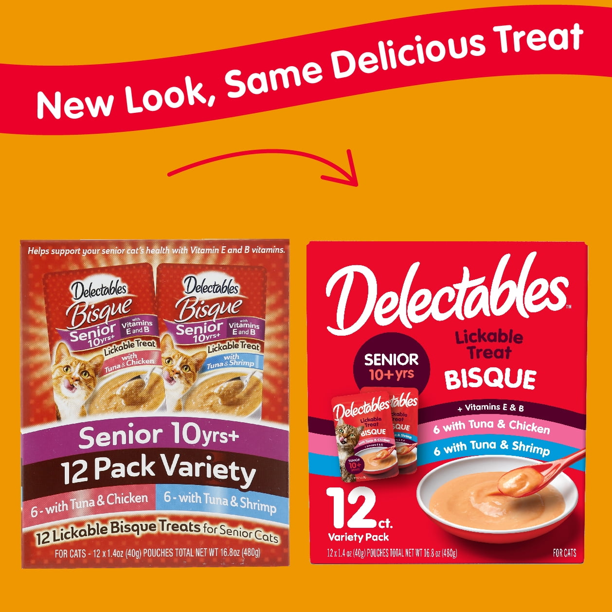 Delectables Lickable Cat Treats Bisque Variety Pack for Senior Cats (12 Count, 16.8 oz.) nh9sc