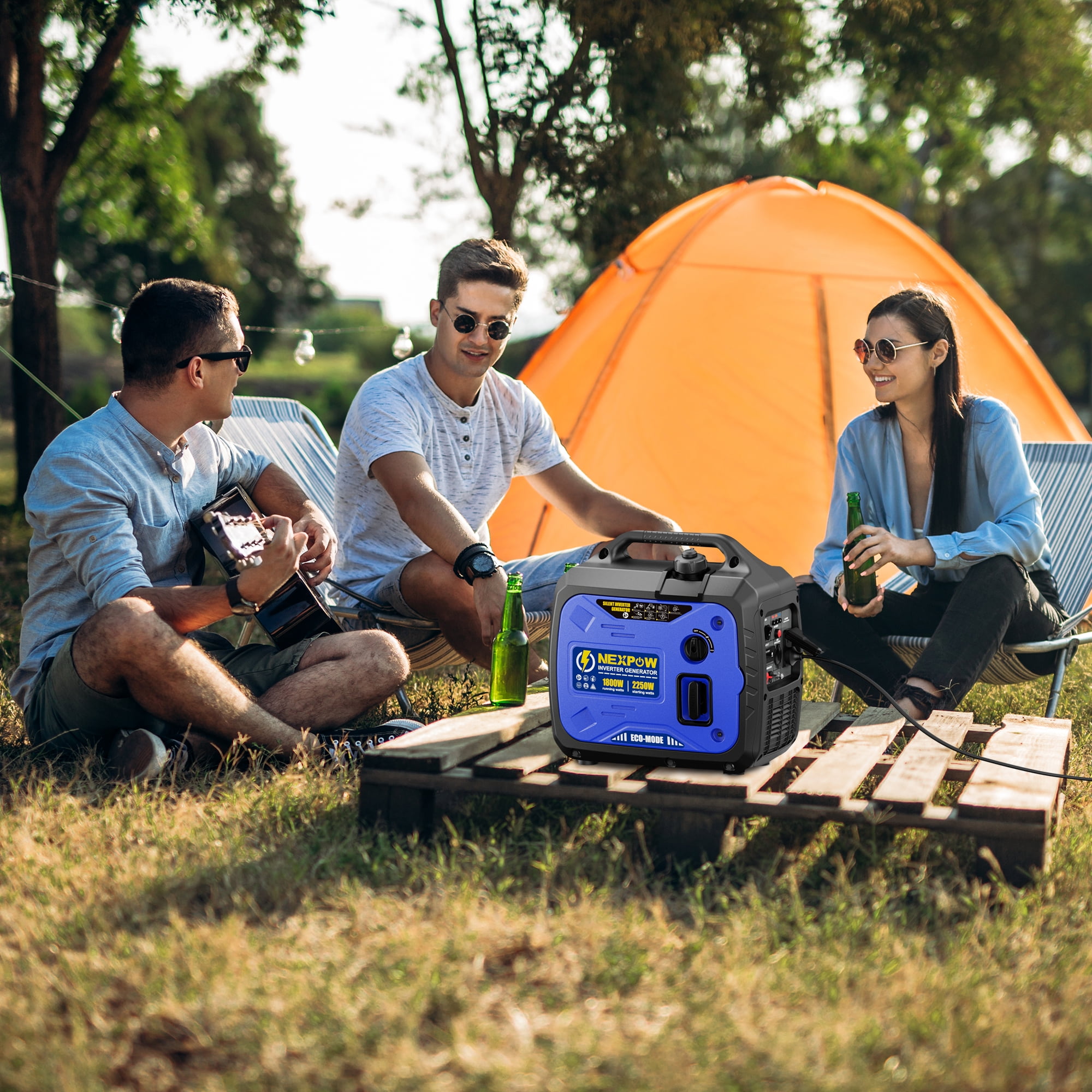 NEXPOW 2250W Portable Inverter Generator, Quiet Gasoline Power for Home Backup and Camping (2250W) 6x6w5