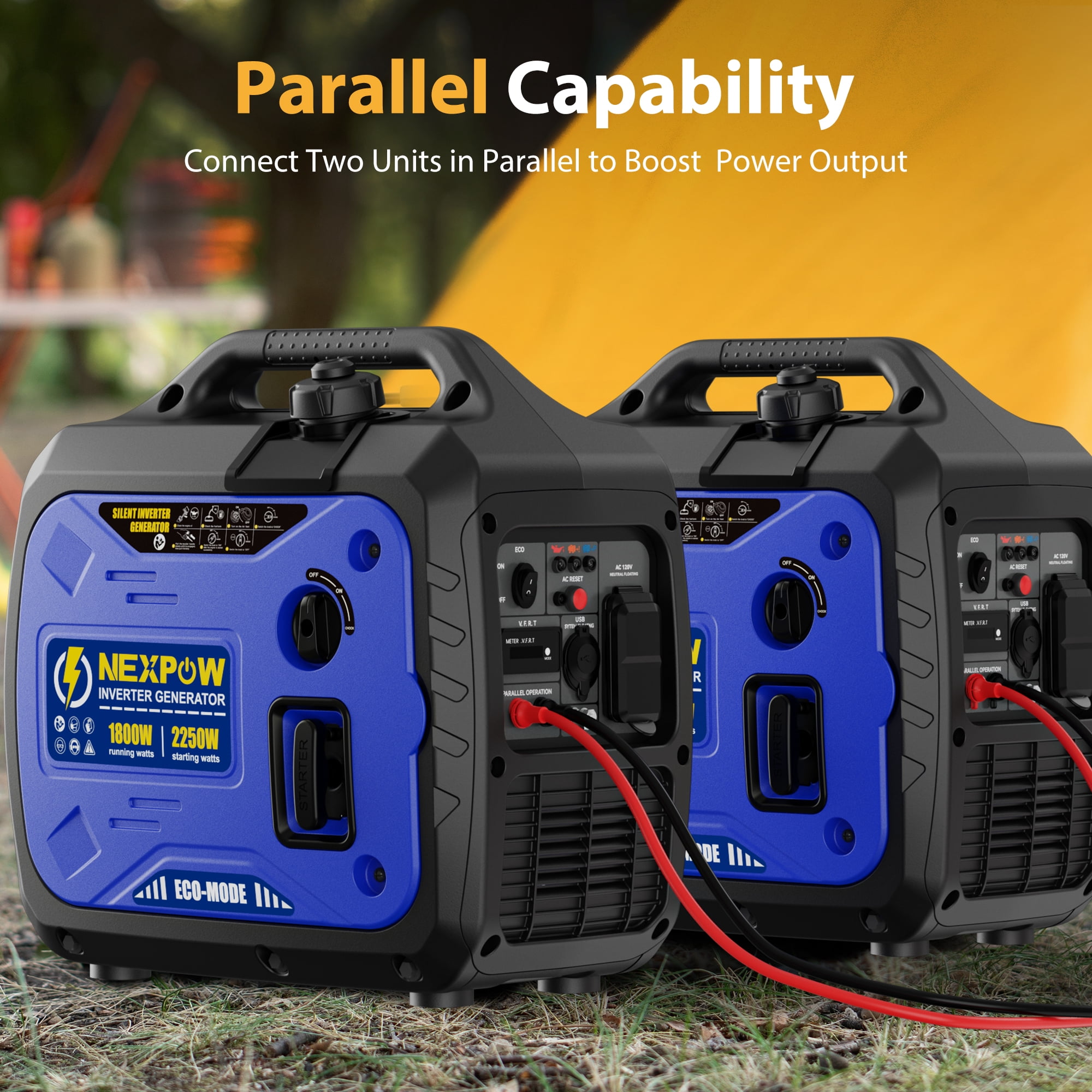 NEXPOW 2250W Portable Inverter Generator, Quiet Gasoline Power for Home Backup and Camping (2250W) 6x6w5