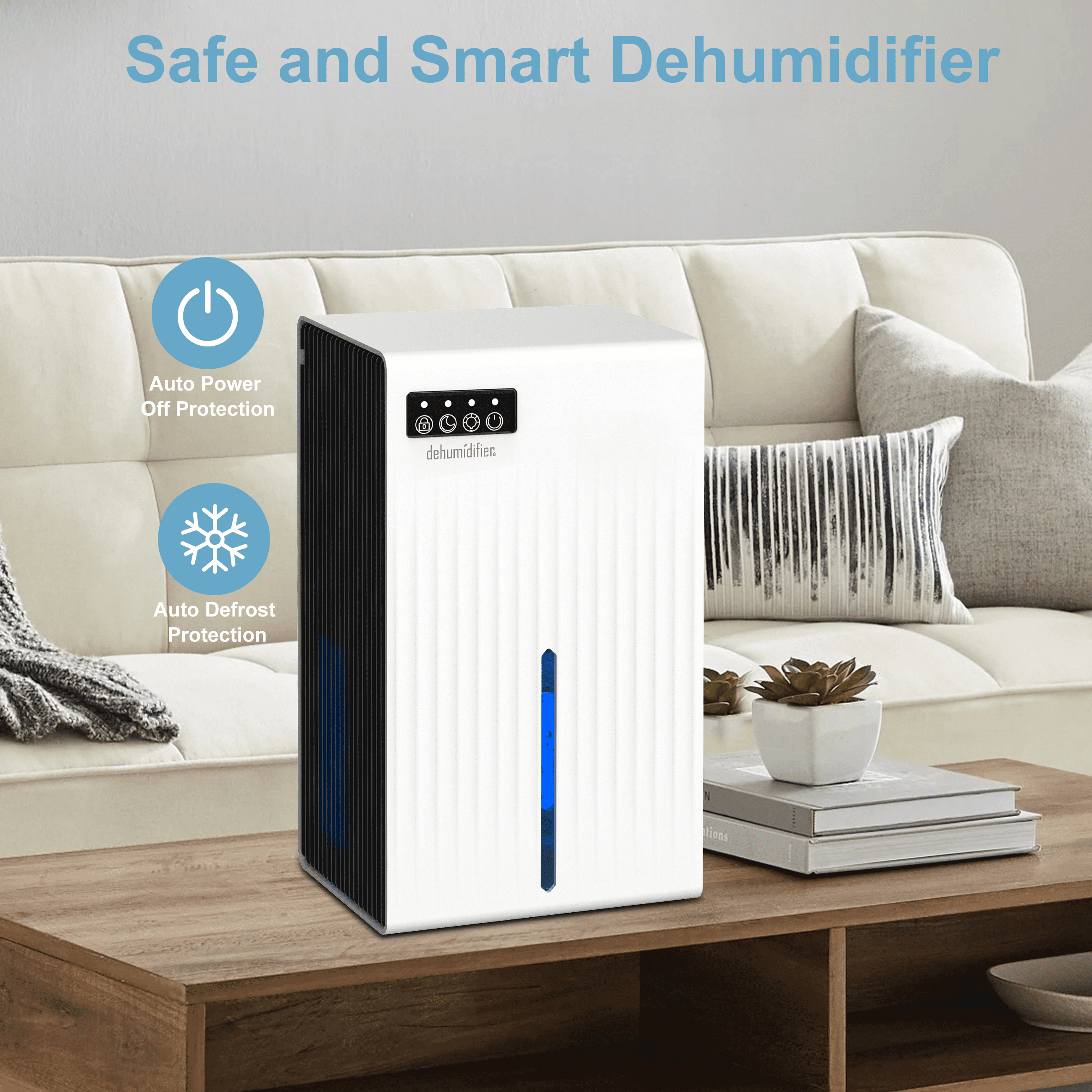 Cobectal Electric Dehumidifier for Home and Bedroom, Quiet Operation with Auto Shut-Off and 7-Color LED Light (White, 95 oz) fgb3j