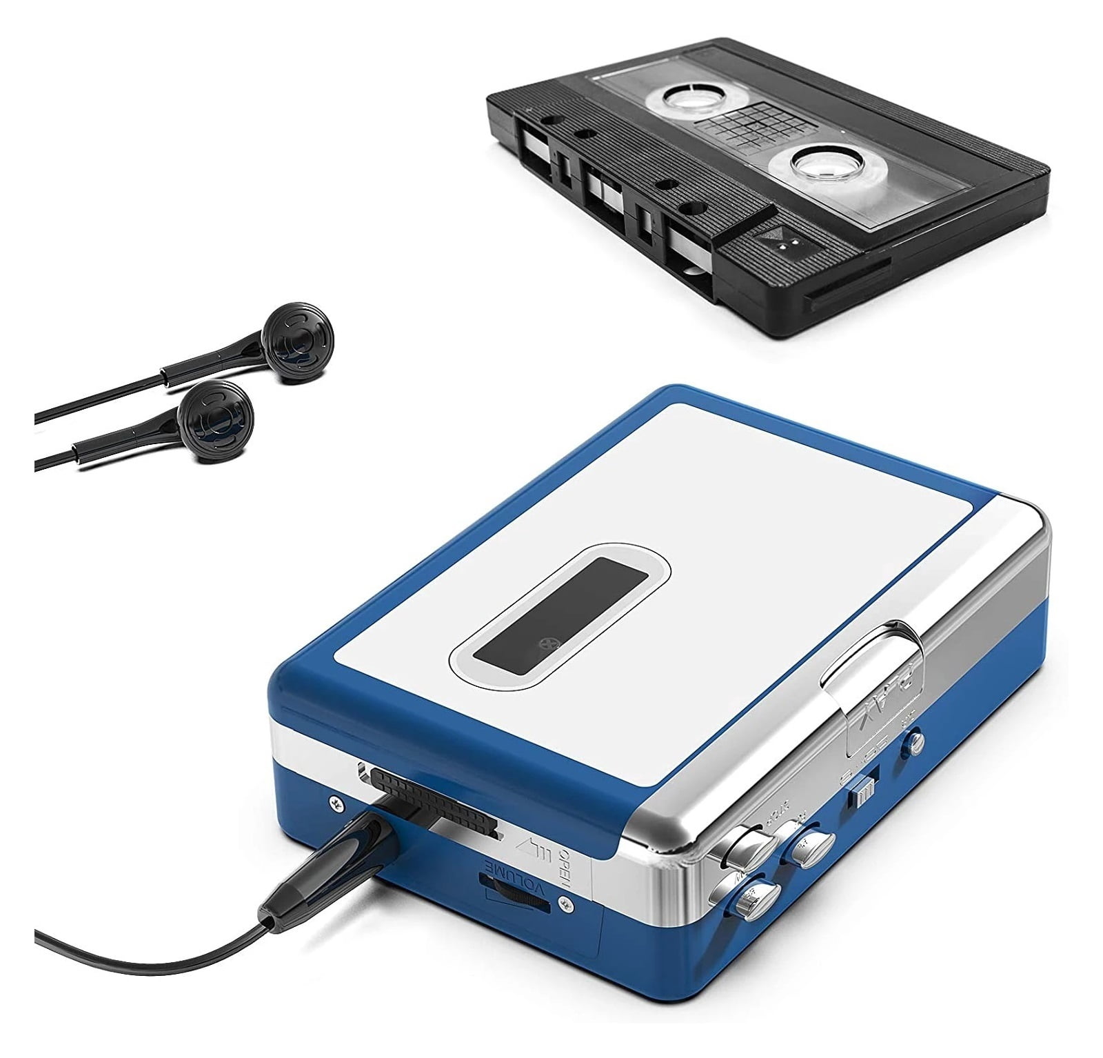 Momo Portable Cassette Player Retro Tape Music Walkman with 3.5mm Headphone Jack (Black, 1 Pack) hxpky