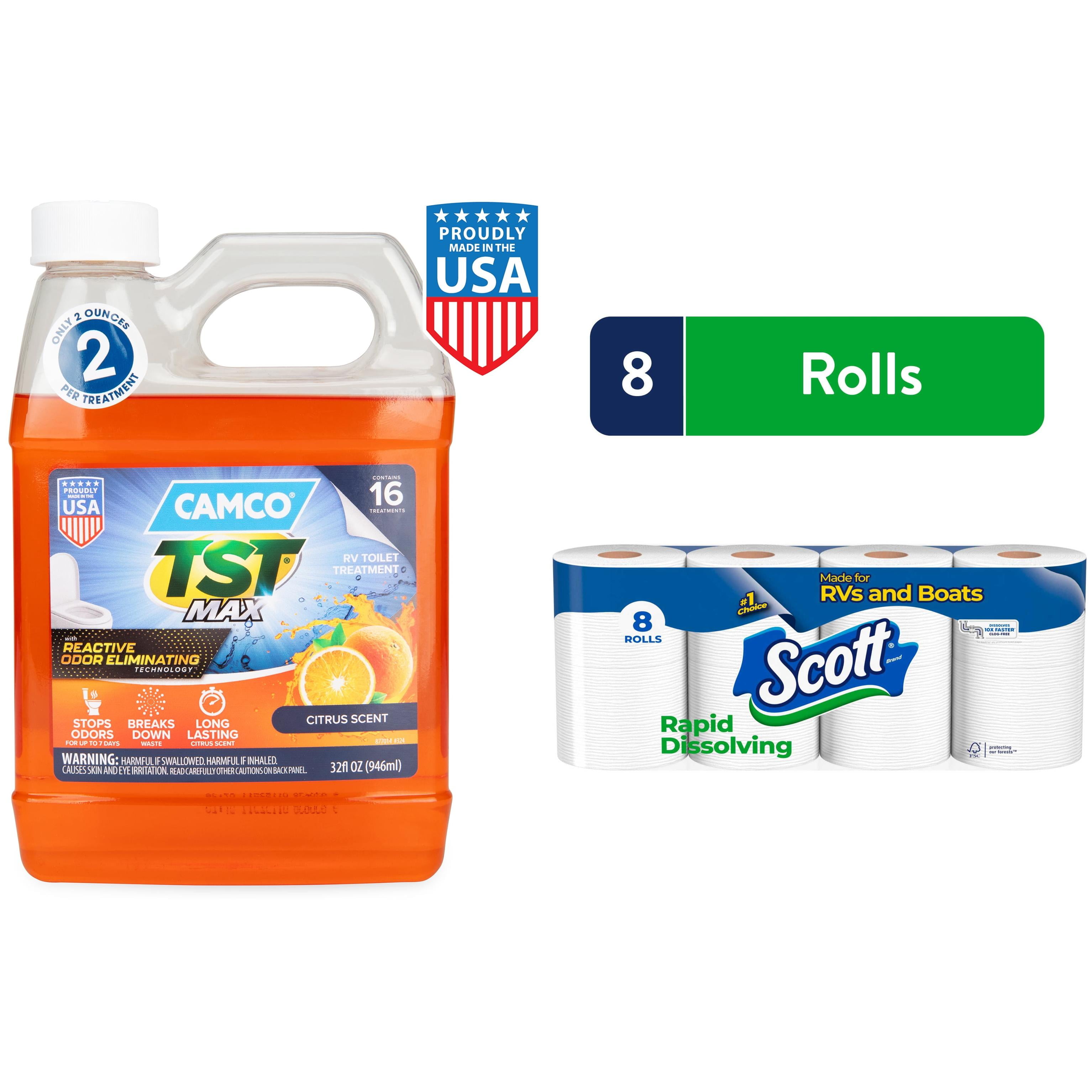 Camco RV Toilet Maintenance Kit with Scott Rapid-Dissolving Toilet Paper and TST MAX Holding Tank Treatment (Orange, 32 oz) gj3fj