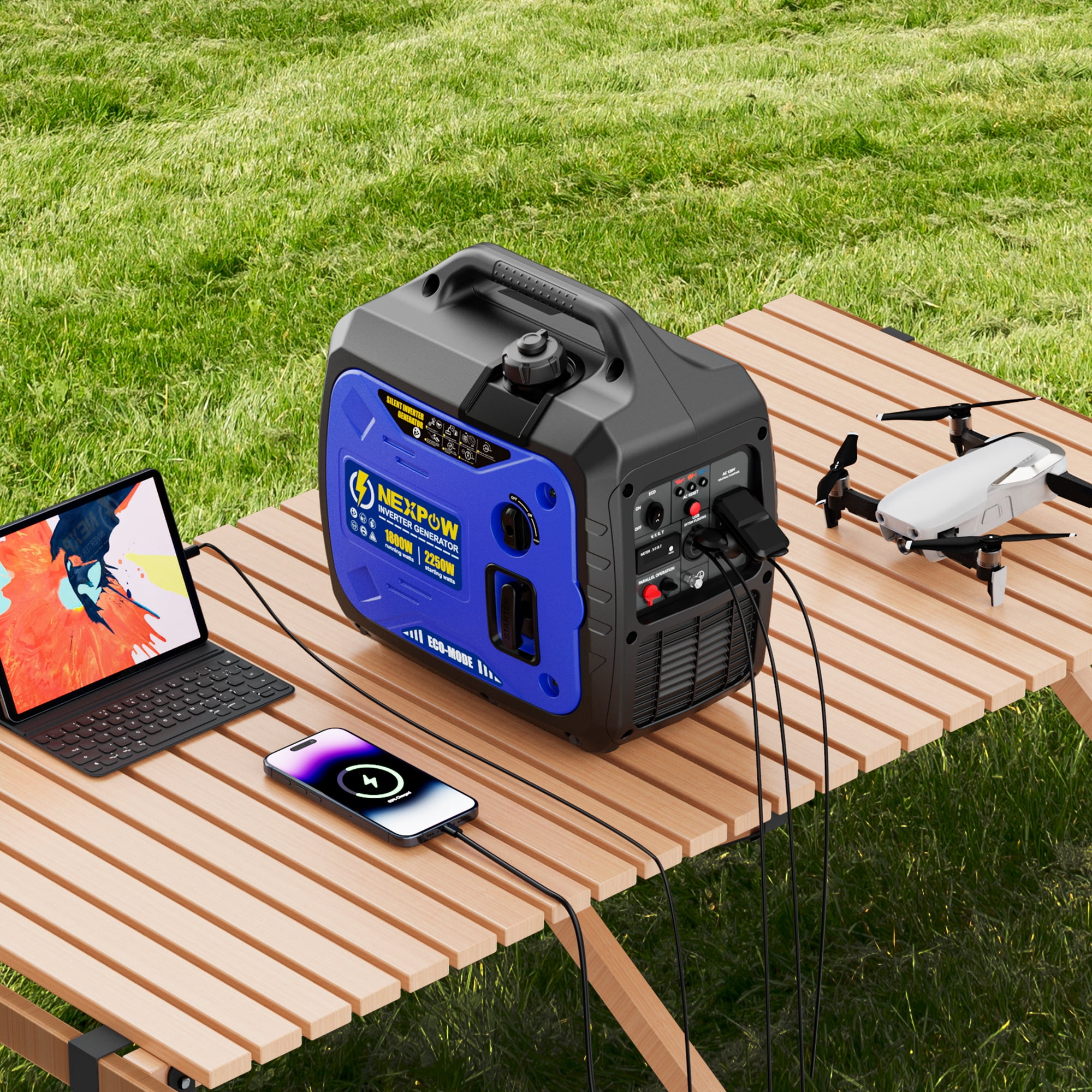 NEXPOW 2250W Portable Inverter Generator, Quiet Gasoline Power for Home Backup and Camping (2250W) 6x6w5