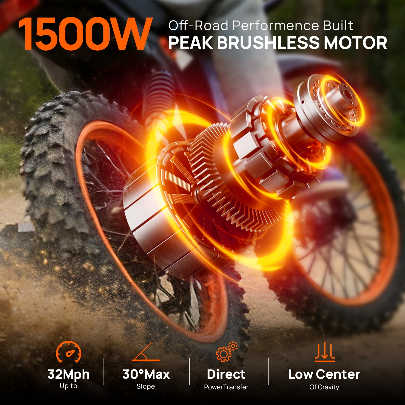TieTie Electric Dirt Bike for Adults and Teens, Off-Road Motorcycle with 1500W Motor and 48V Battery (Black) qtzrv