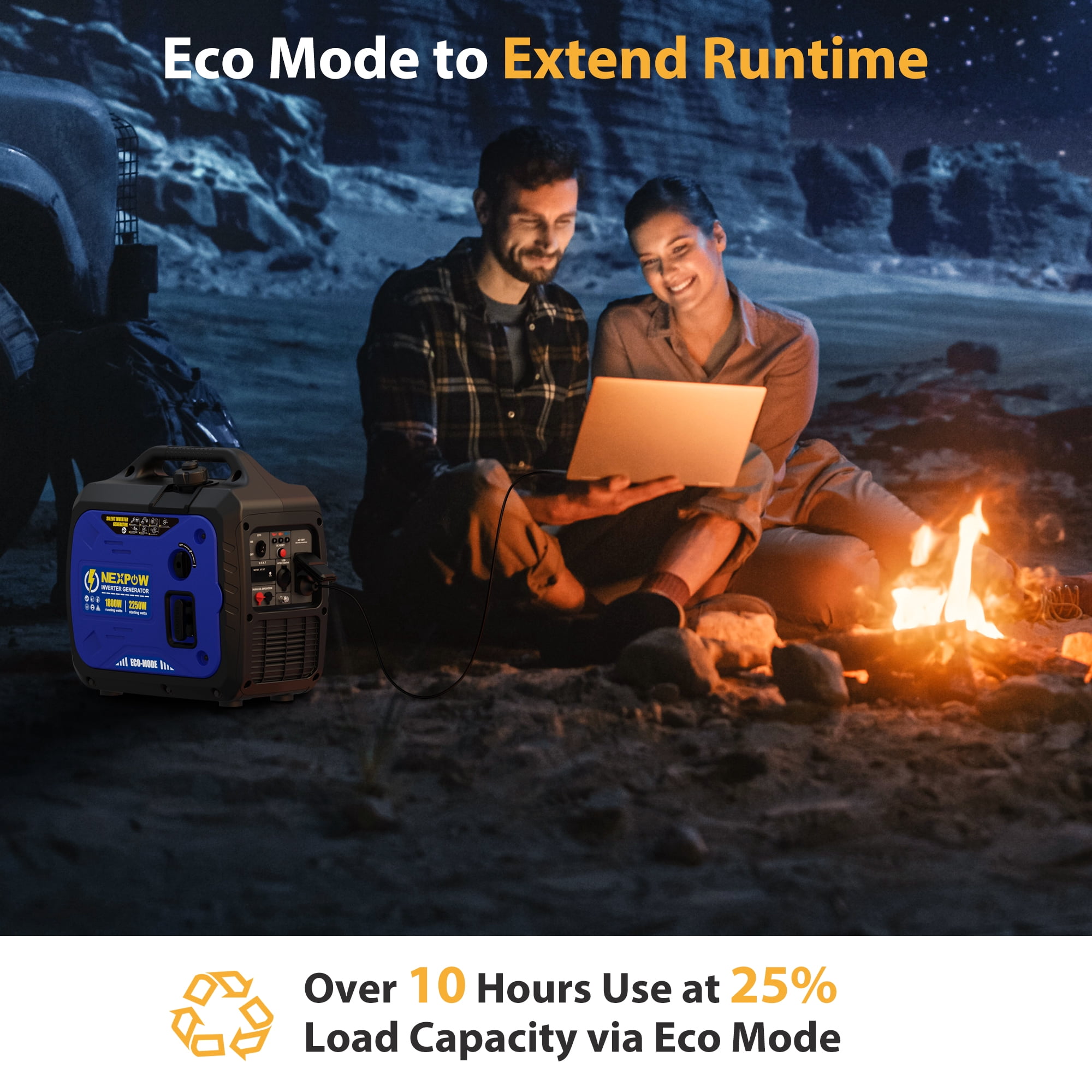 NEXPOW 2250W Portable Inverter Generator, Quiet Gasoline Power for Home Backup and Camping (2250W) 6x6w5