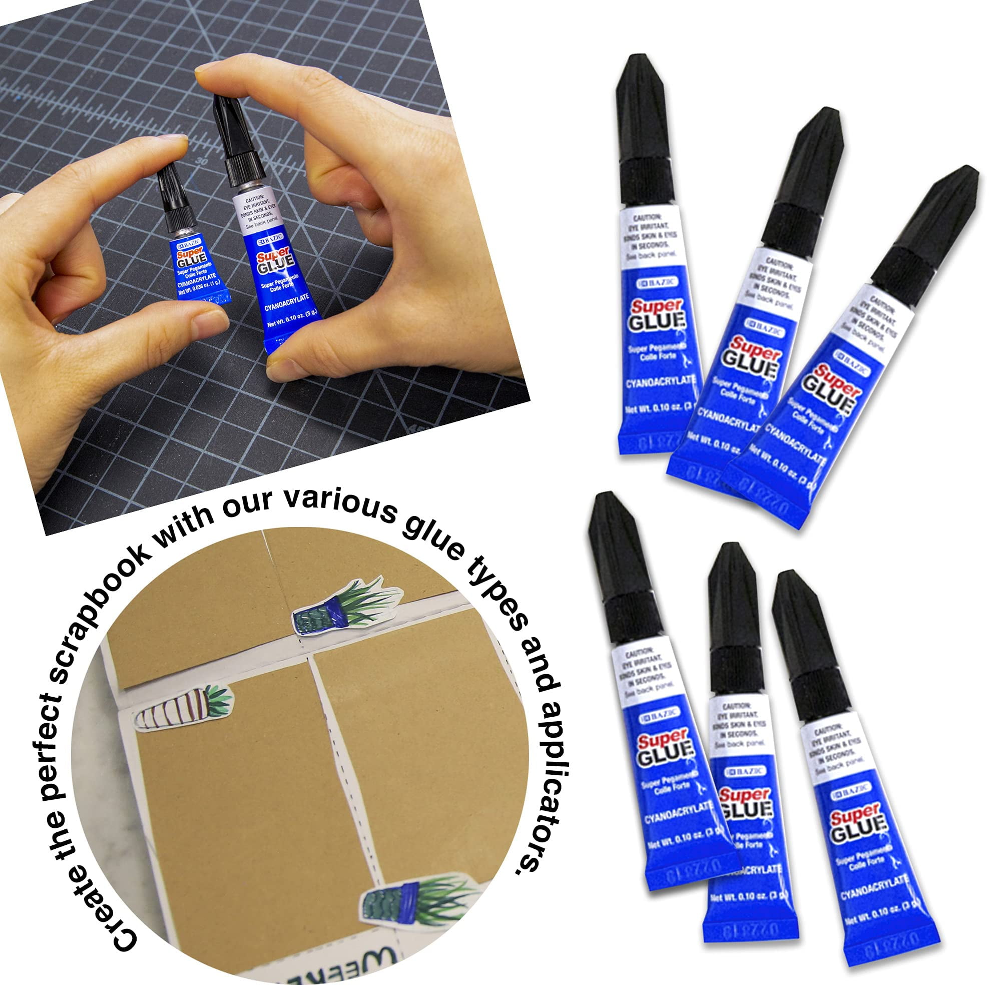 BAZIC Super Glue Instant Adhesive for Metal Plastic Wood and Ceramics (Clear, 0.10 oz, 4 Pack) 5zwcn