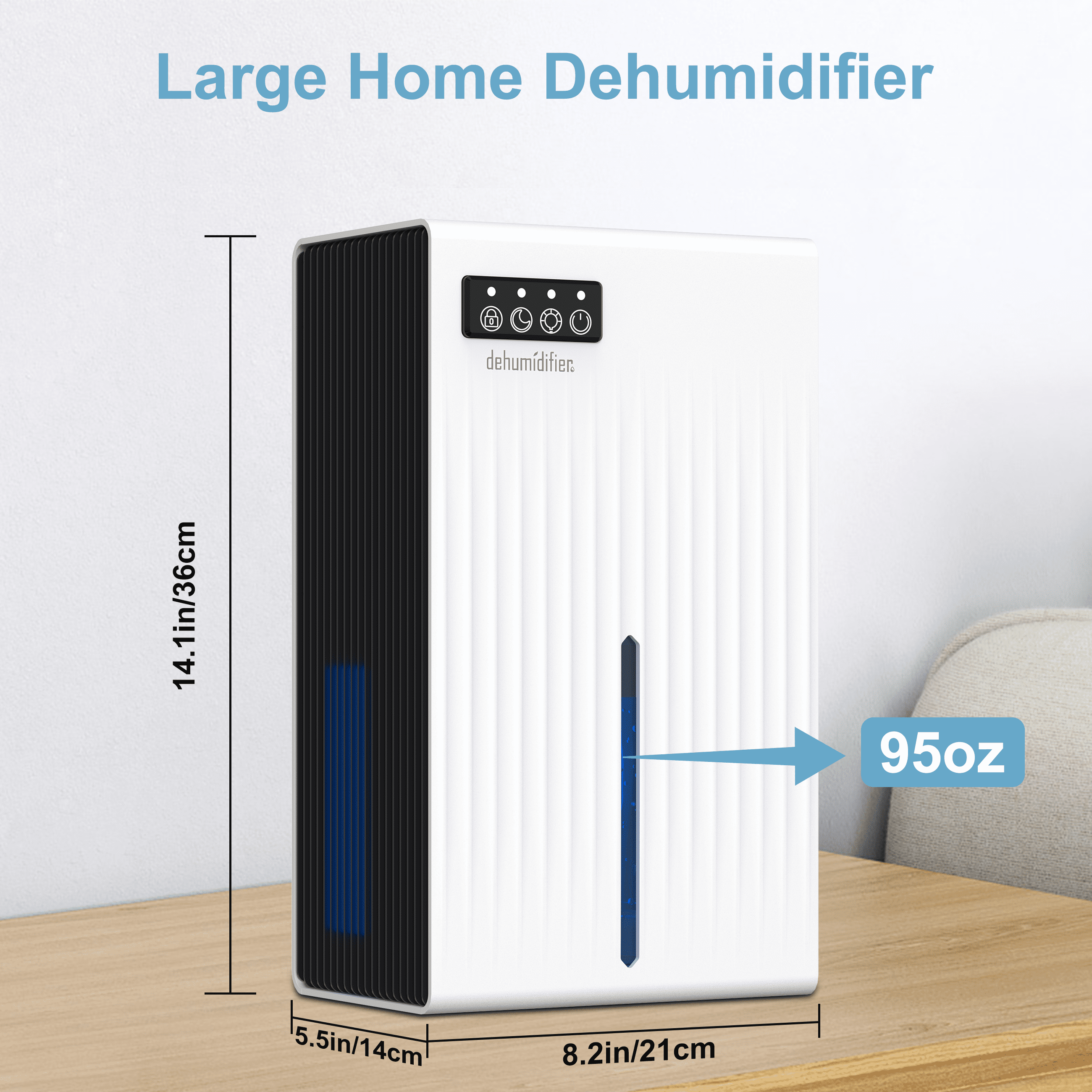 Cobectal Electric Dehumidifier for Home and Bedroom, Quiet Operation with Auto Shut-Off and 7-Color LED Light (White, 95 oz) fgb3j
