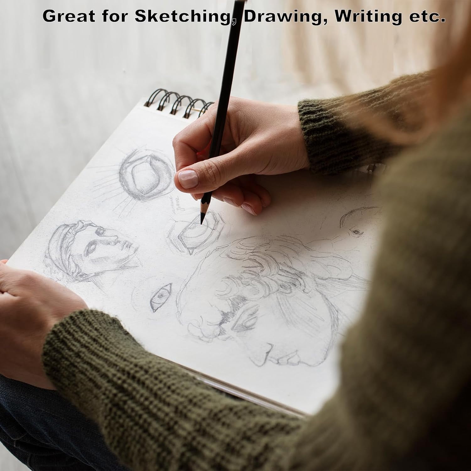 SAYEEC Hardcover Spiral Sketch Book, Cat Design Drawing Pad for Artists (40 Sheets, 8.3 in x 11.7 in) gcrz7