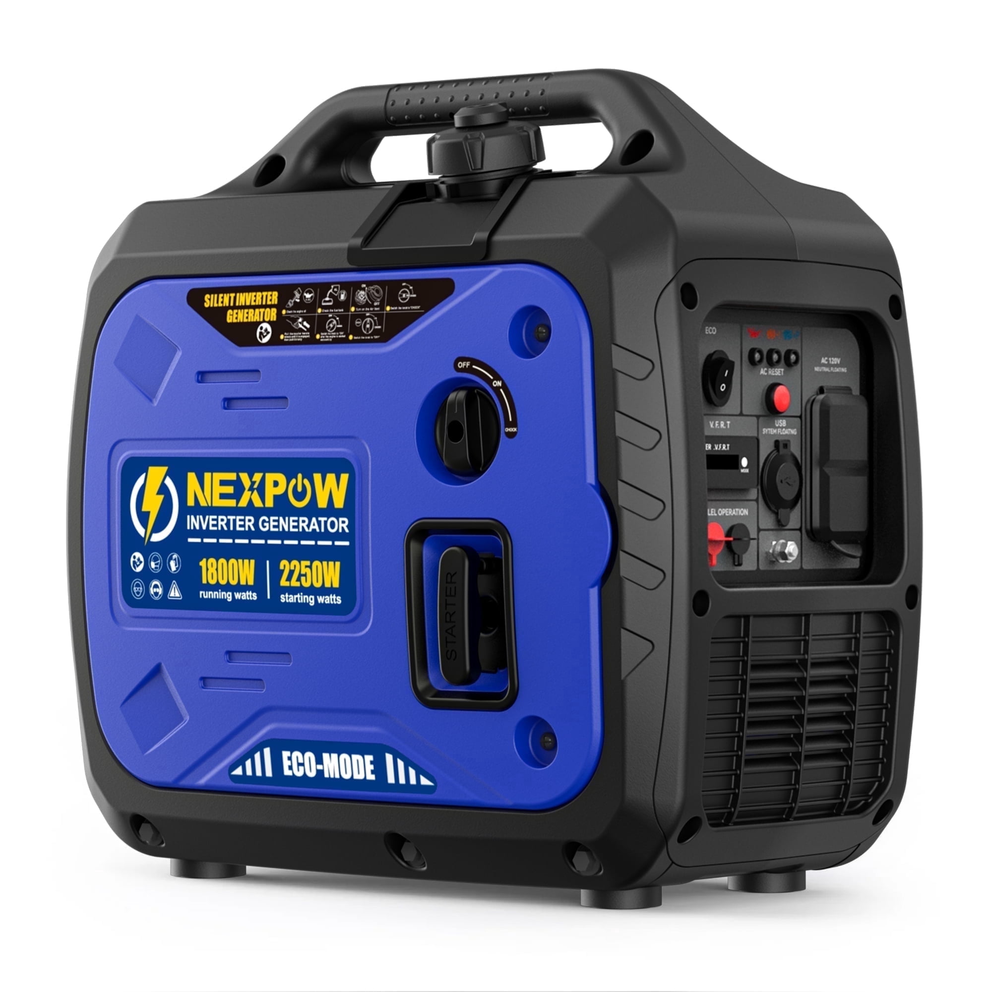 NEXPOW 2250W Portable Inverter Generator, Quiet Gasoline Power for Home Backup and Camping (2250W) 6x6w5
