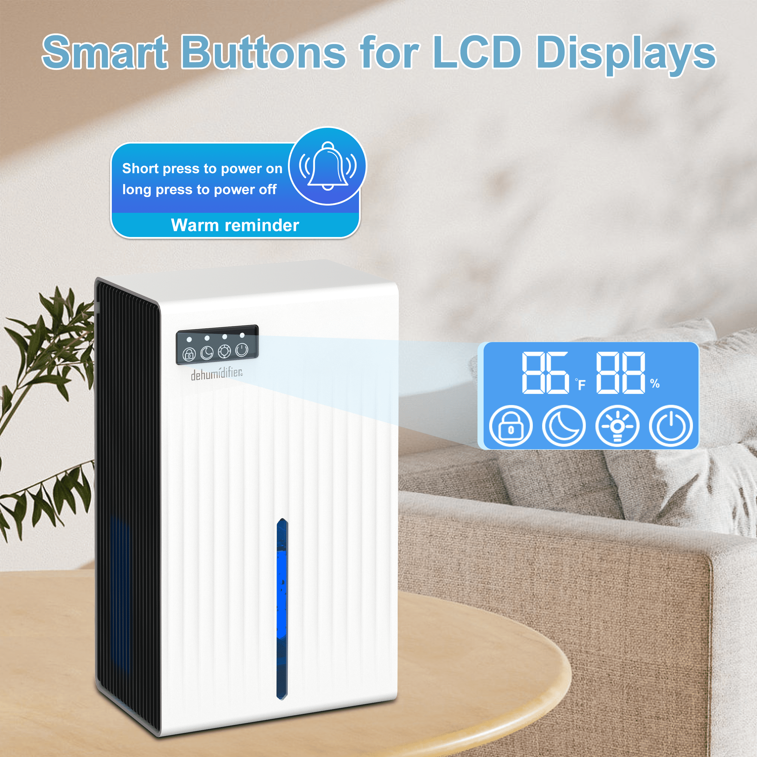 Cobectal Electric Dehumidifier for Home and Bedroom, Quiet Operation with Auto Shut-Off and 7-Color LED Light (White, 95 oz) fgb3j