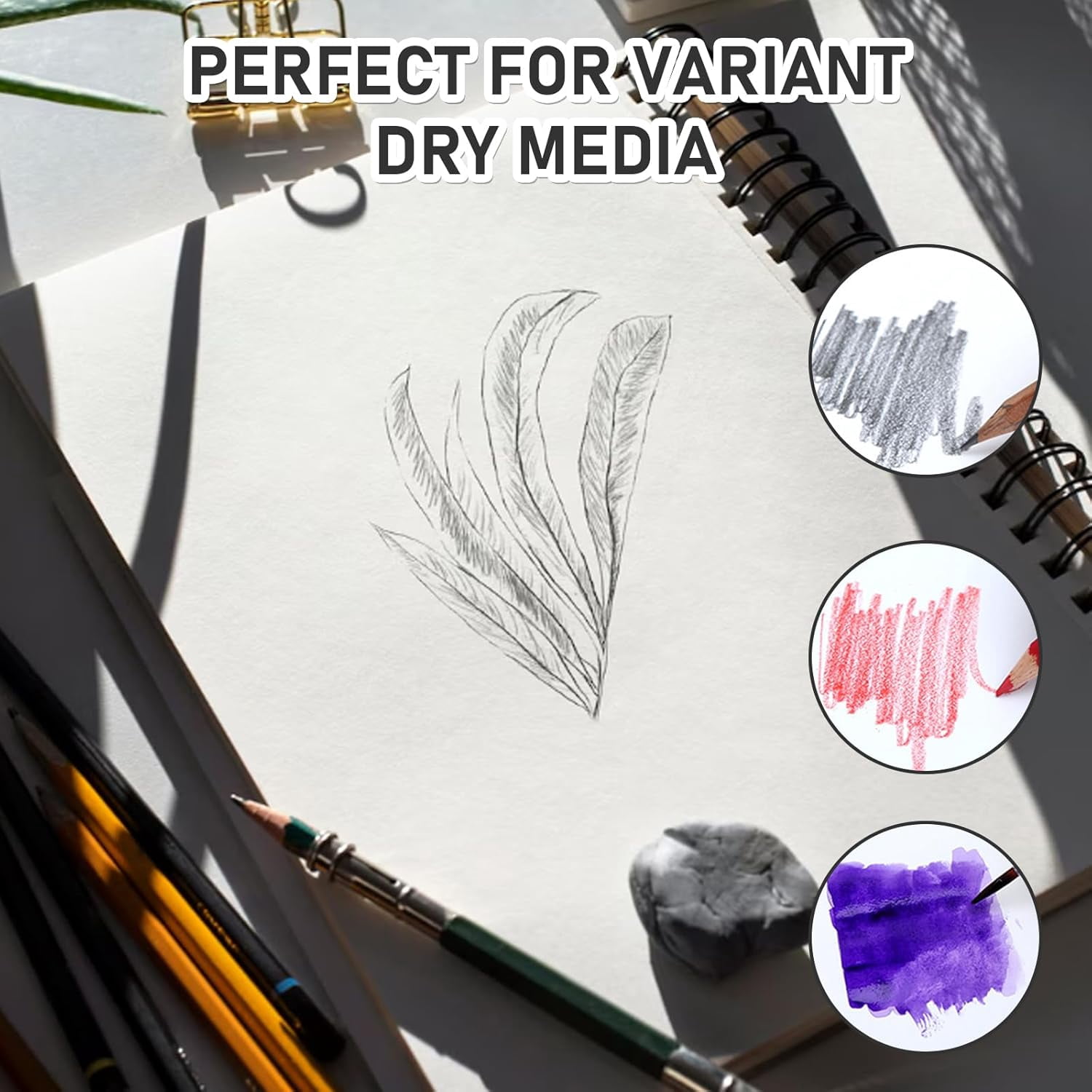 SAYEEC Hardcover Spiral Sketch Book, Cat Design Drawing Pad for Artists (40 Sheets, 8.3 in x 11.7 in) gcrz7